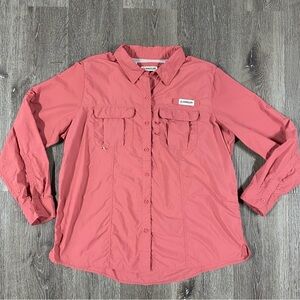MAGELLAN fishing gear relaxed fit pink long sleeve collar button front size 1X